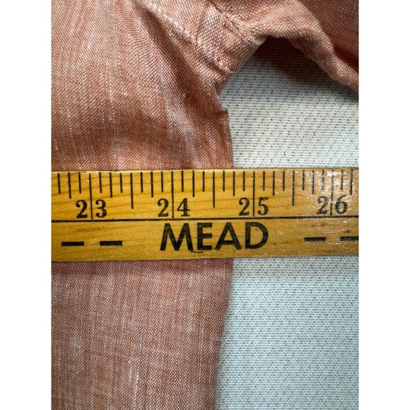 Joseph Abboud Mens Short Sleeve Linen Button Up Shirt Size Orange Casual Relaxed - Picture 7 of 11